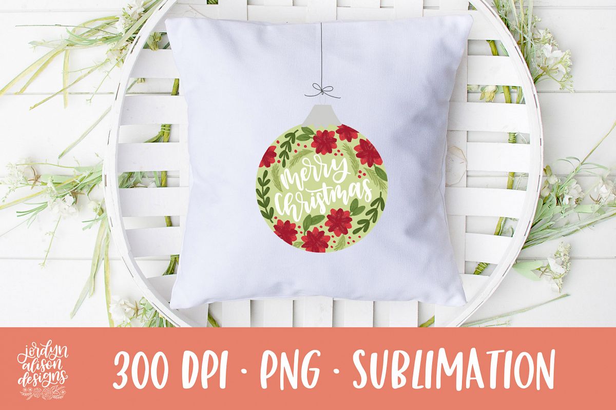 Merry Christmas Ornament, Holiday Sublimation Design example image 1