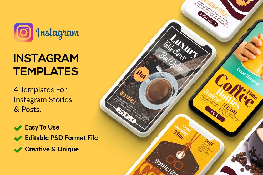 4 PSD Instagram Coffee Stories example image 1