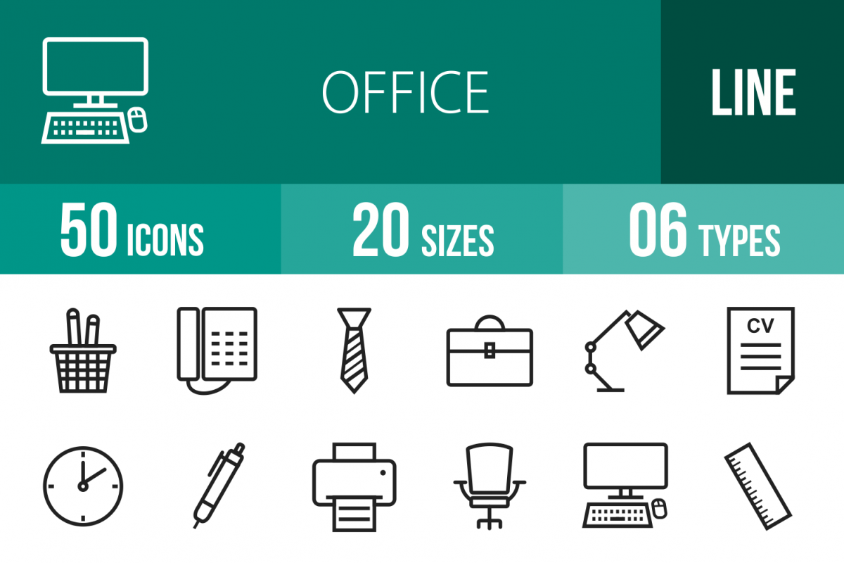 50 Office Line Icons example image 1