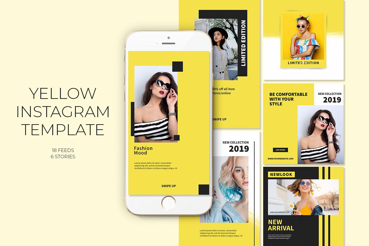 Yellow Instagram Templates example image 1