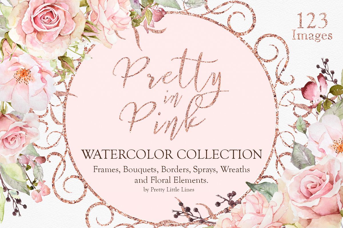 Pretty in Pink Watercolor Collection example image 1