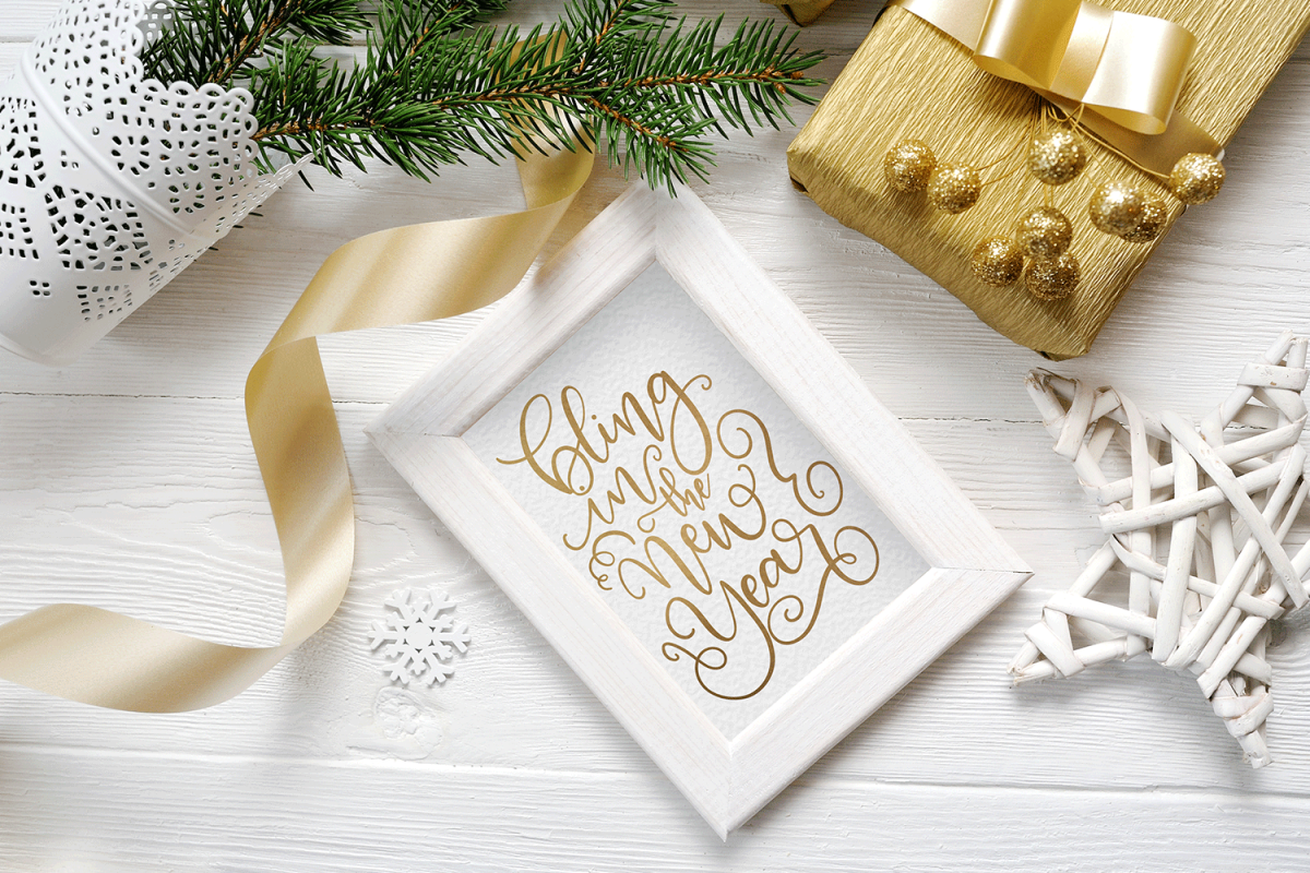 New Year SVG - Bling in the New Year Hand-Lettered Cut File example image 1