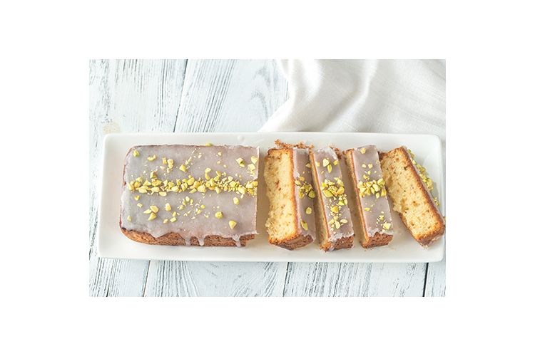 Lemon cake decorated with pistachios example image 1