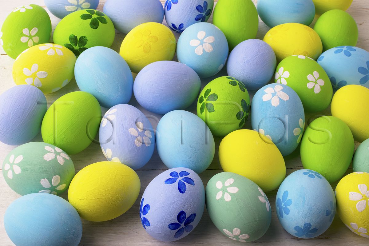Pastel colored Easter eggs background example image 1