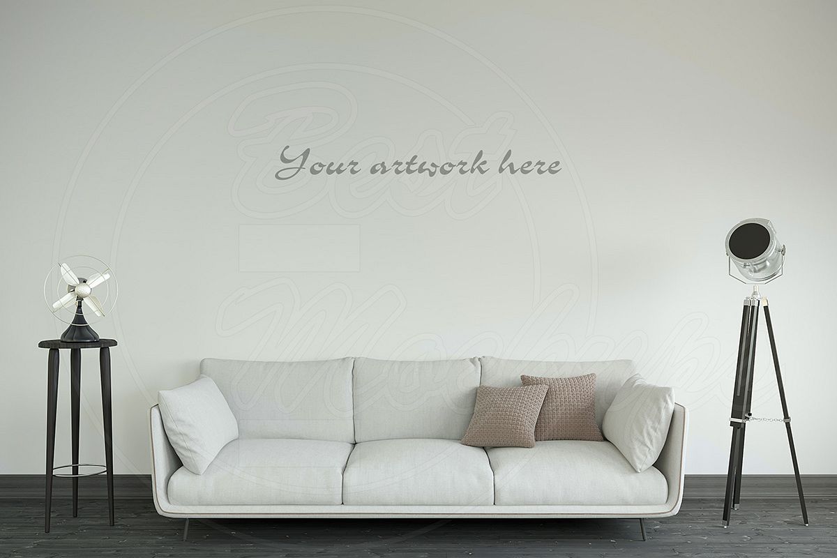 Blank wall modern interior mockup example image 1