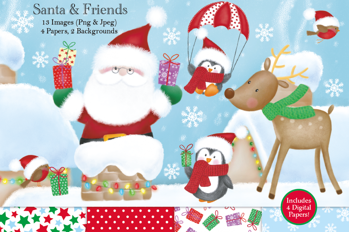 Christmas clipart, Christmas graphics & illustrations, Santa example image 1