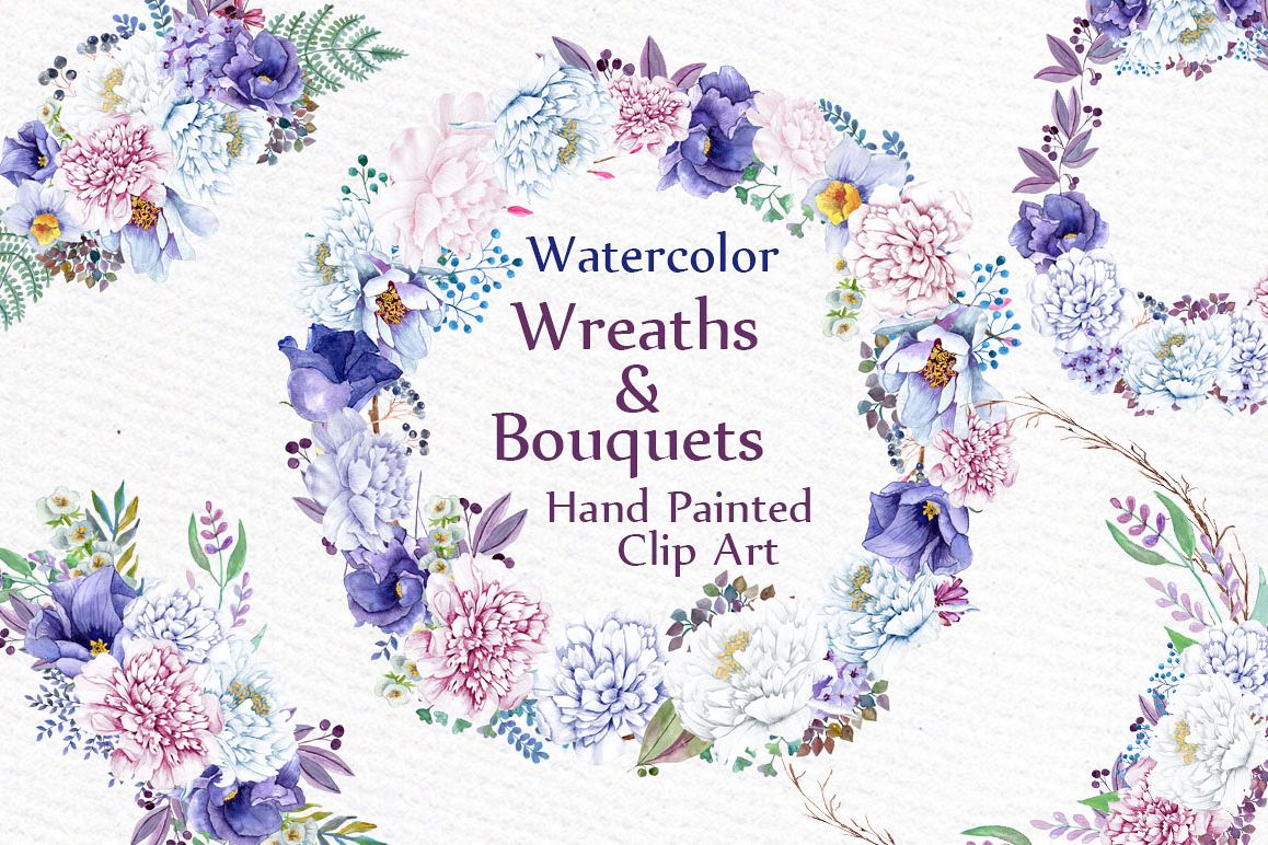 Watercolor wreaths and bouquets example image 1