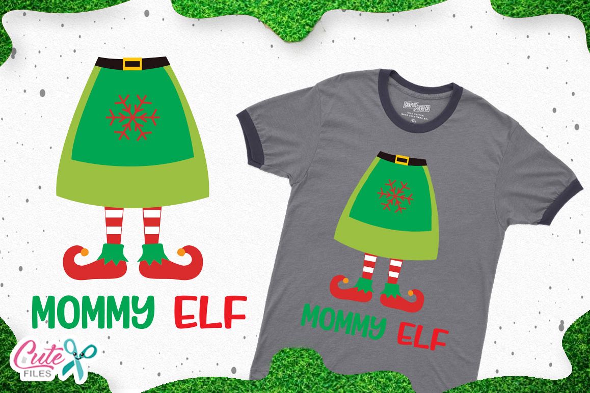 Mommy elf, christmas cut files for craftters example image 1