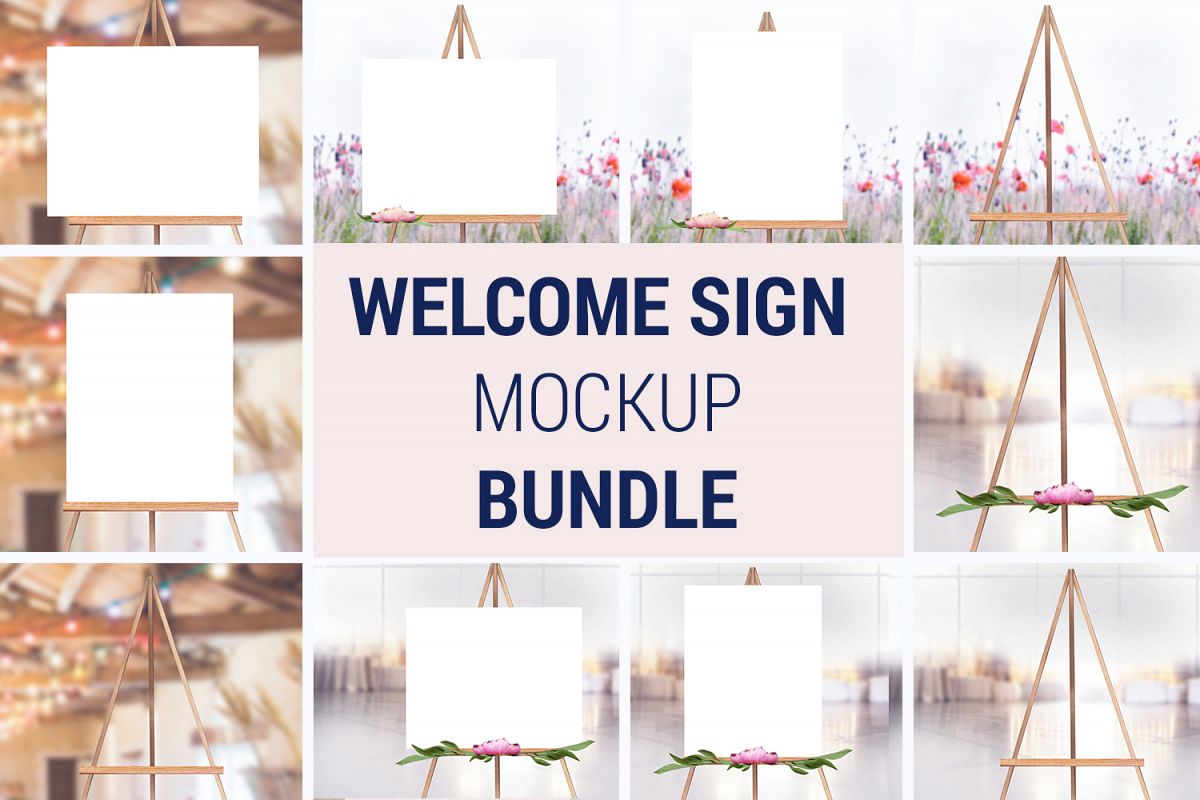 Download Easel Mockup BUNDLE, Welcome sign, Wedding Sign Mockup, 996