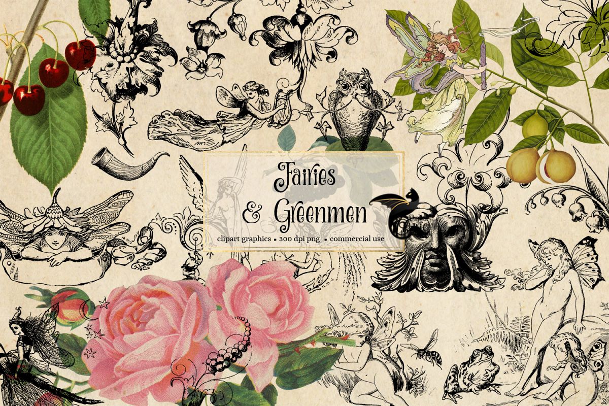 Fairies and Greenmen Clipart example image 1