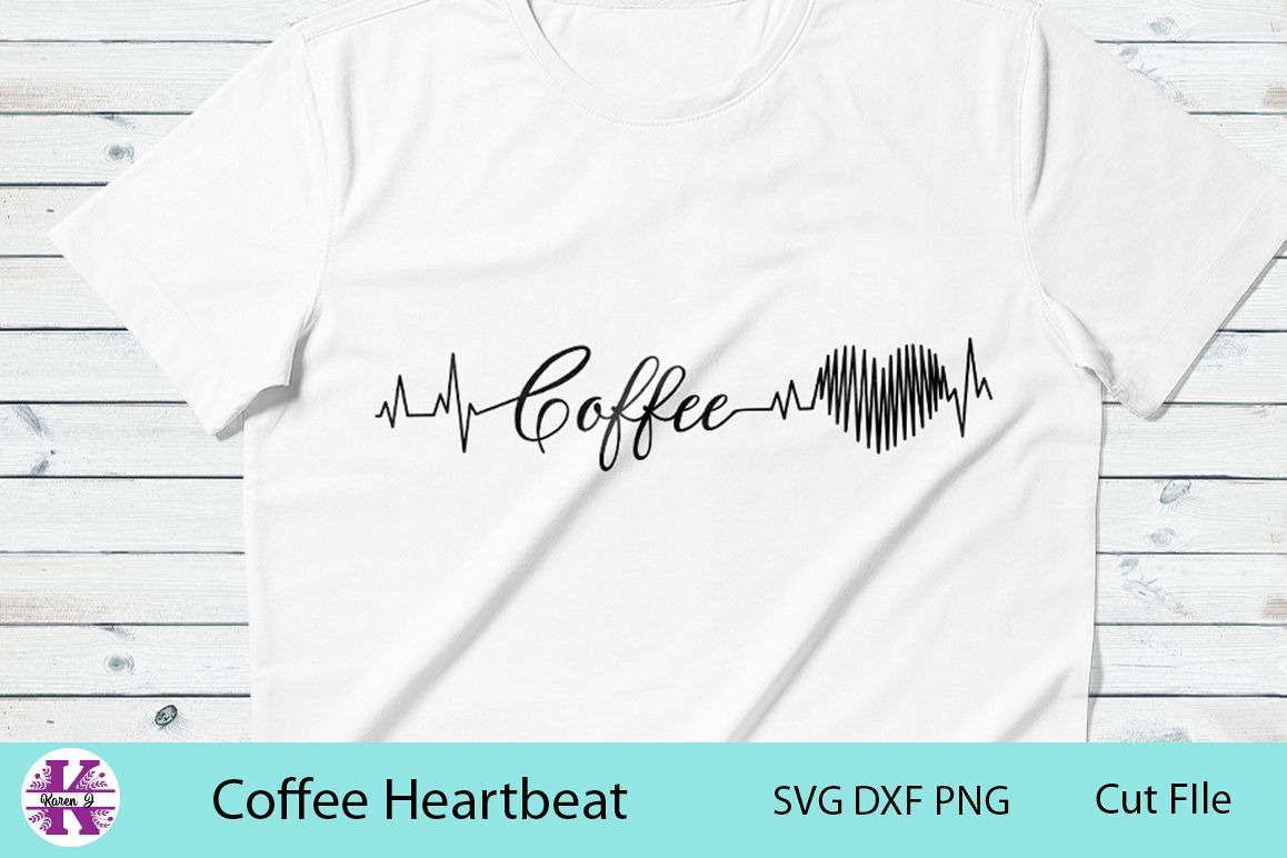 Coffee Heartbeat-SVG DXF PNG- For Crafters example image 1