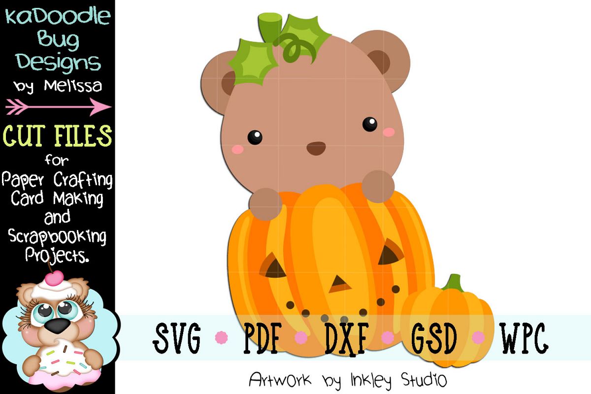 Halloween Pumpkin Bear Cut File - SVG PDF DXF GSD WPC example image 1