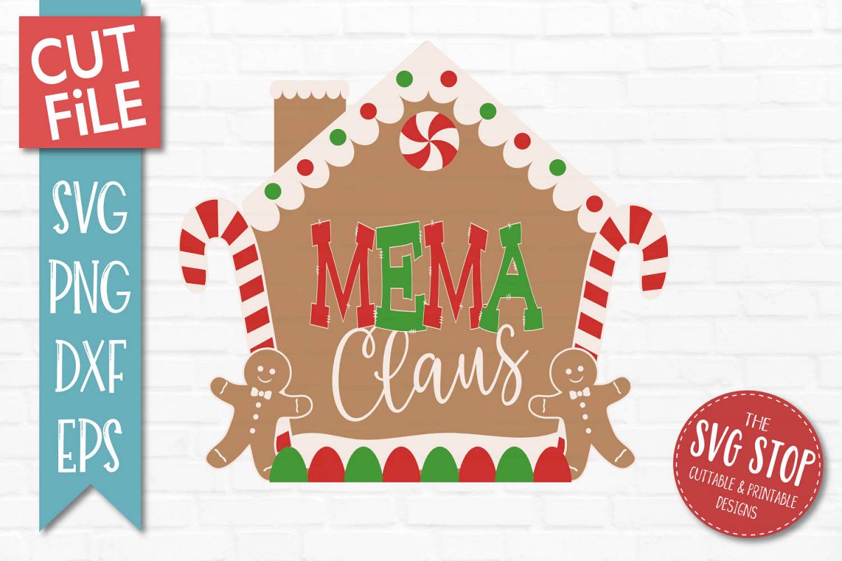 Mema Claus Gingerbread Christmas SVG, PNG, DXF, EPS example image 1