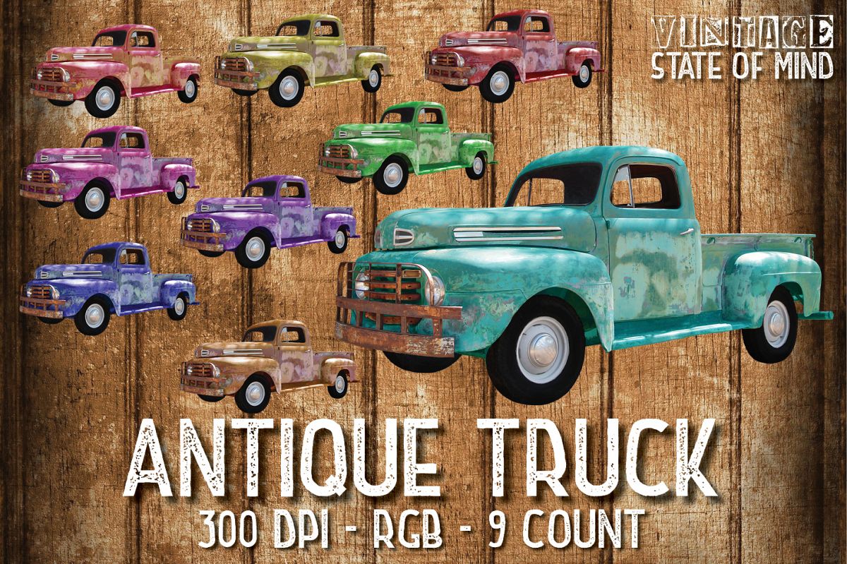 Antique Truck Sublimation Graphics example image 1
