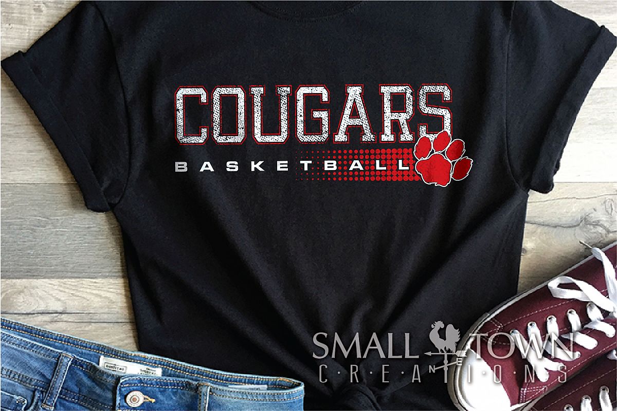 Cougar basketball, Cougars mascot, PRINT, CUT, DESIGN example image 1