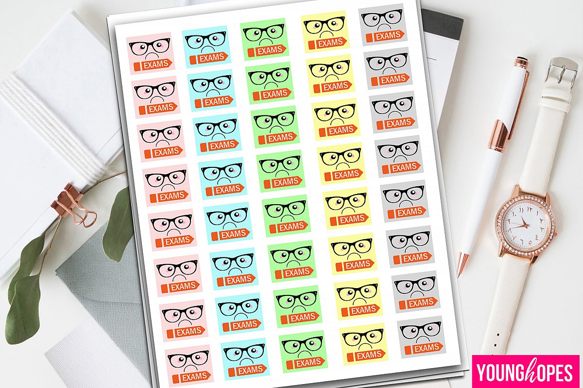 Kawaii Exam Planner Stickers example image 1