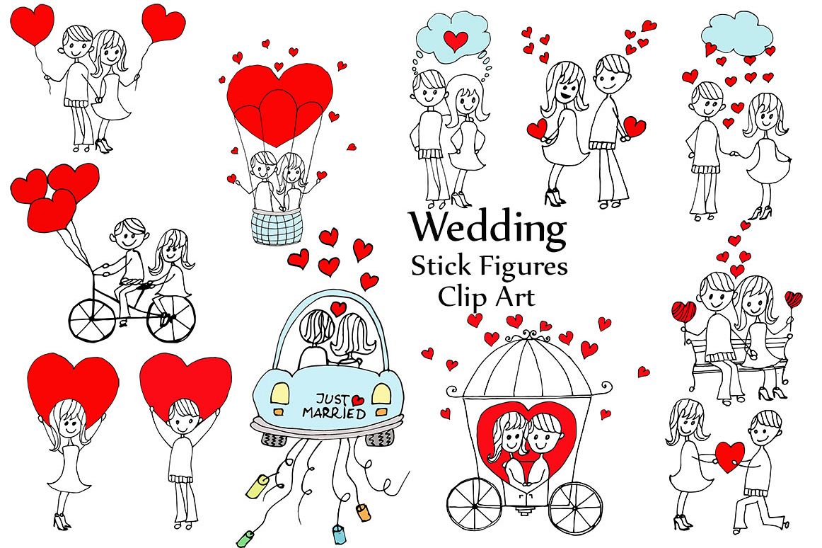 Wedding stick figure clip art example image 1