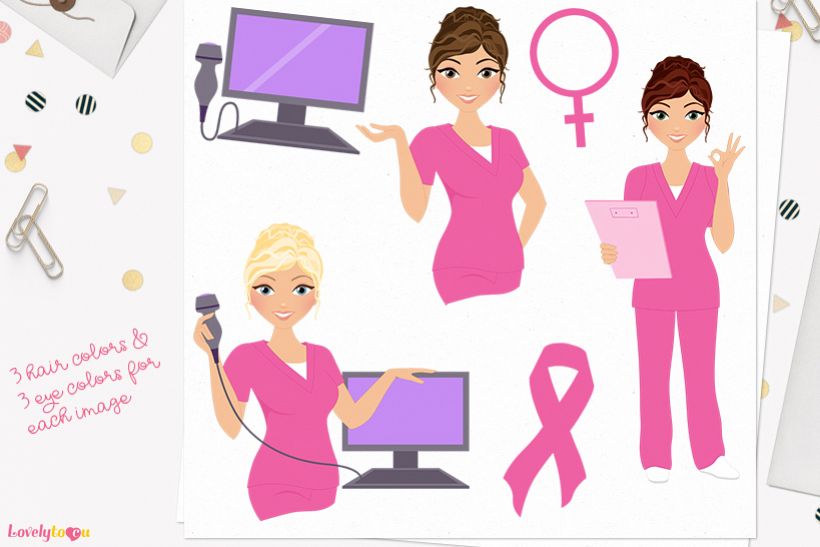 Nurse woman character clip art L393 Carly example image 1