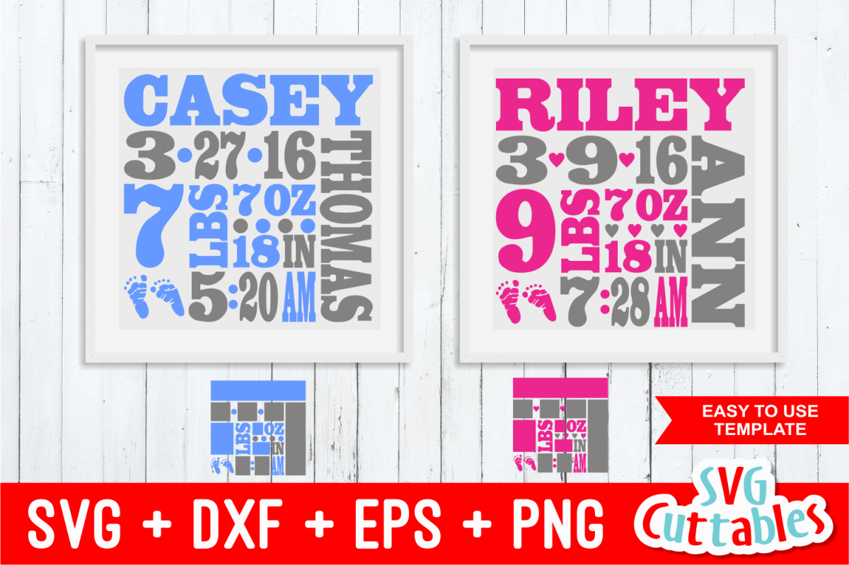 Baby Birth Announcement cut file example image 1