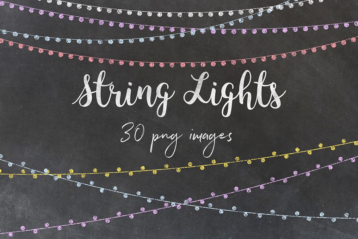 Chalkboard String Lights Clipart example image 1