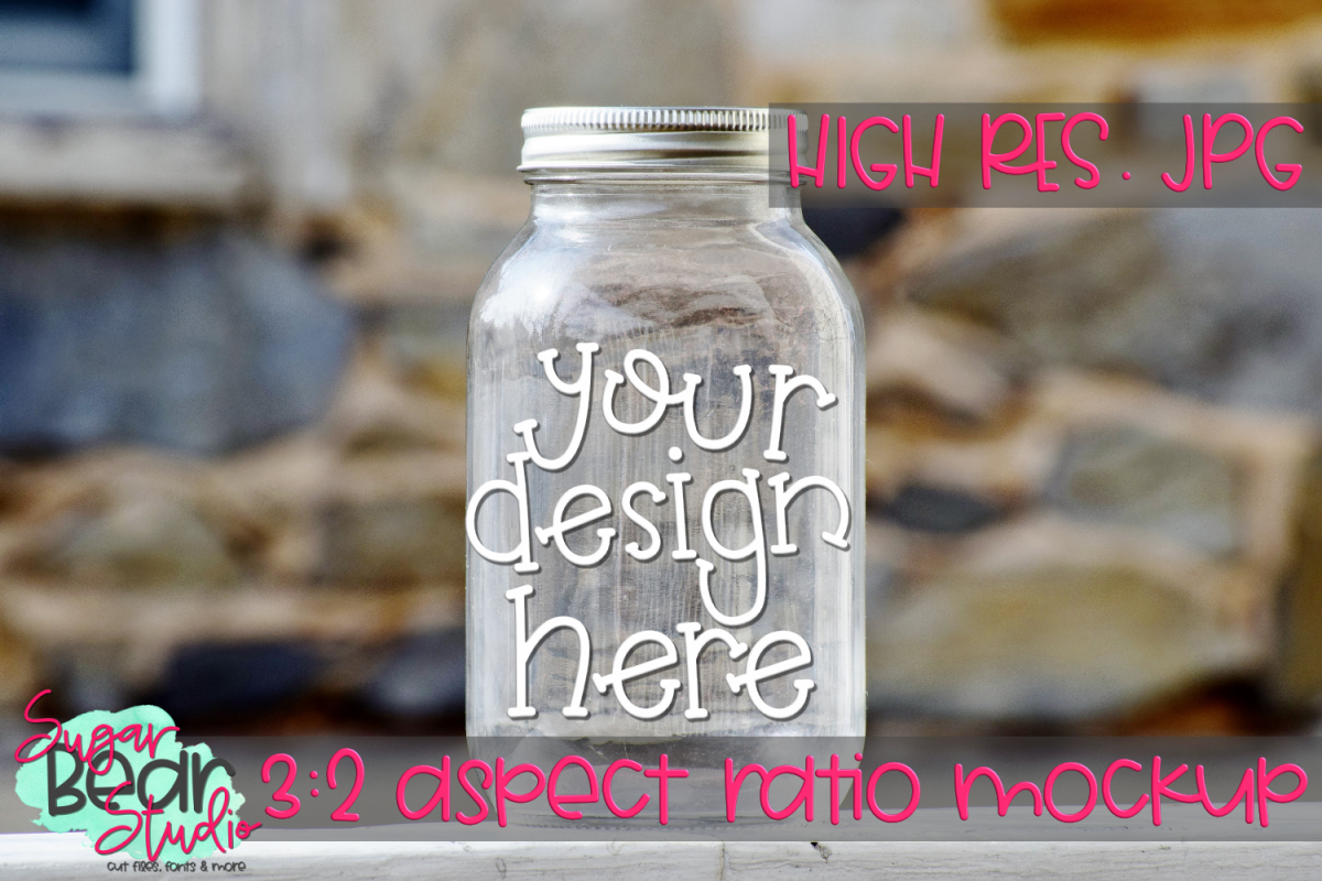 Mason Jar with Stone Background Mockup example image 1