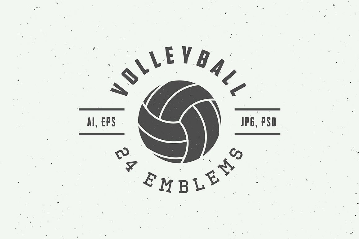 Set of 24 vintage volleyball emblems example image 1
