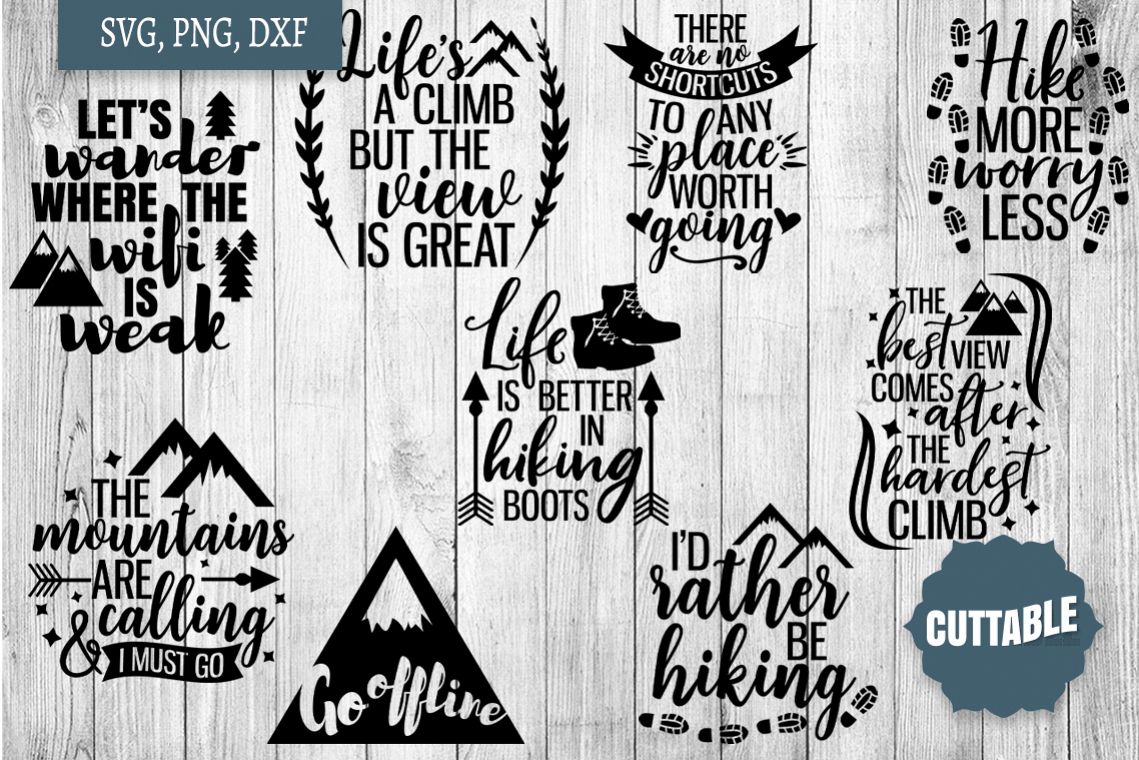 Hiking cut file Bundle, Hiking, outdoors lover SVG quotes example image 1
