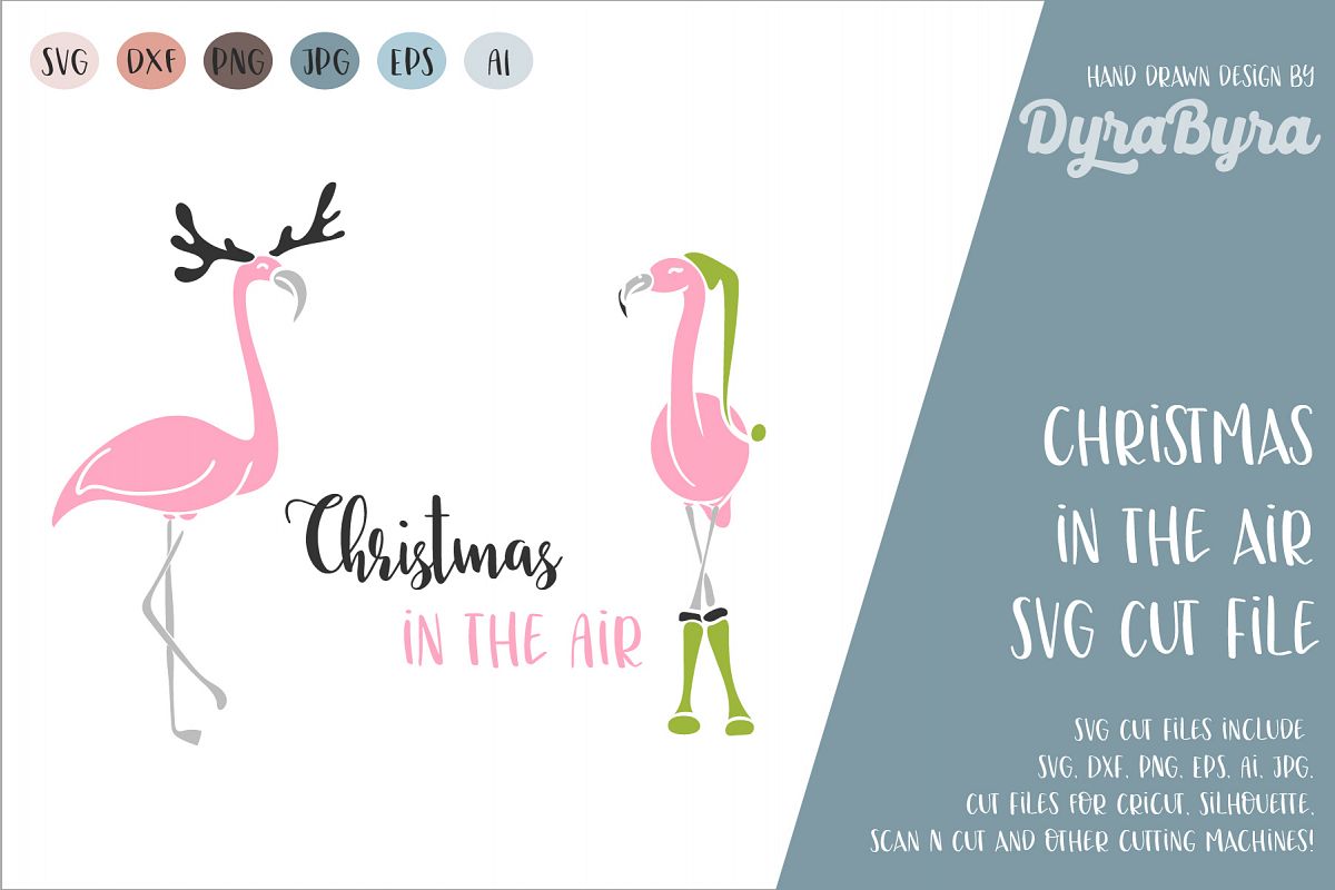 Christmas in the Air SVG / Reindeer SVG / Flamingo SVG example image 1