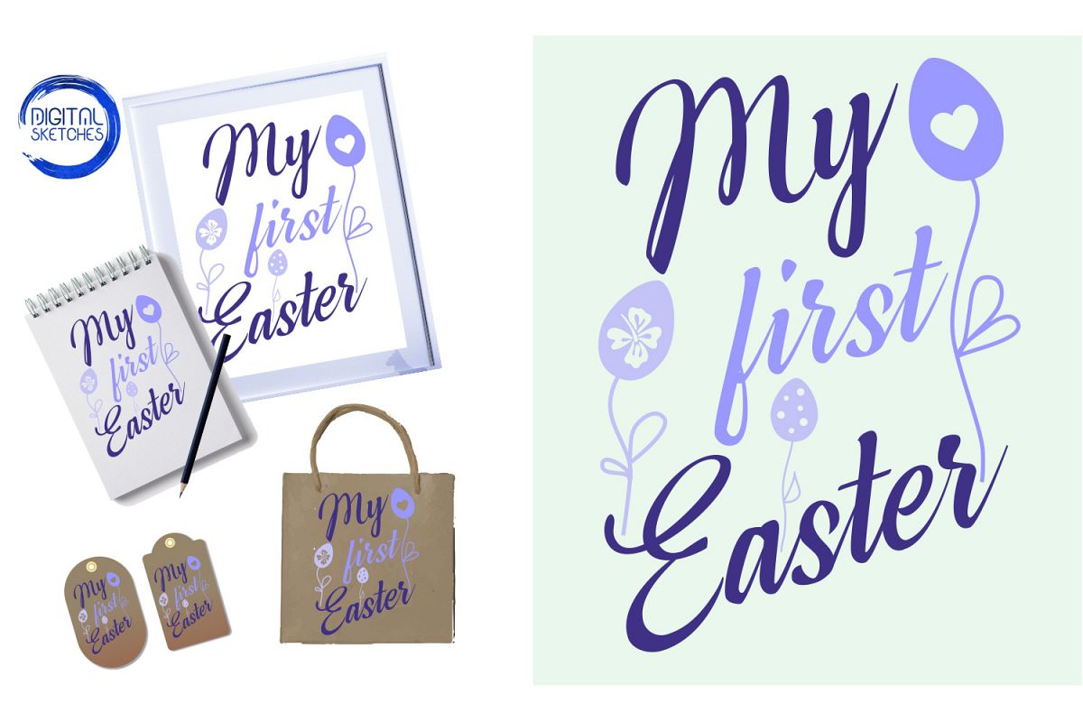 My First Easter Cut File Vector Graphics Illustration example image 1