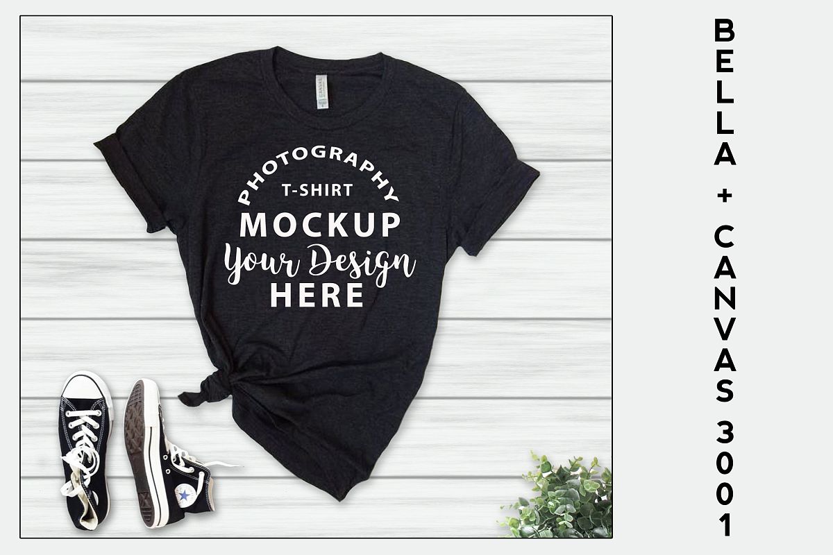 Bella Canvas 3001 T-shirt mock-up, color Dark Grey Heather example image 1
