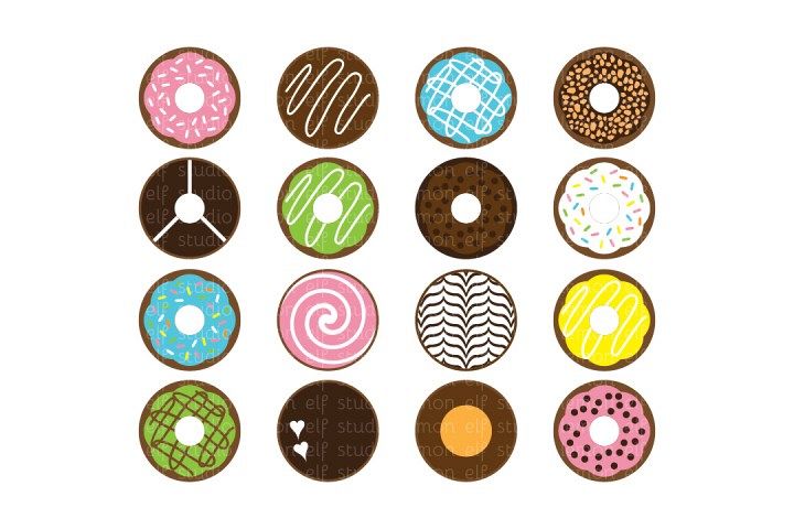 Sweet Donuts-Digital Clipart (LES.CL06) example image 1