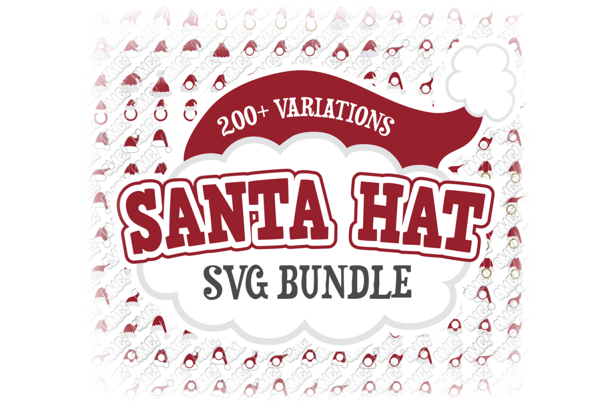 Santa Hat SVG Monogram Christmas in SVG, DXF, PNG, EPS, JPEG