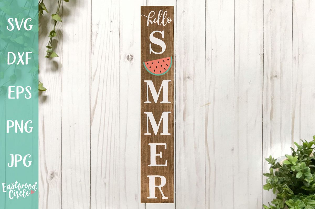 Hello Summer Vertical - A Summer SVG File for Signs example image 1