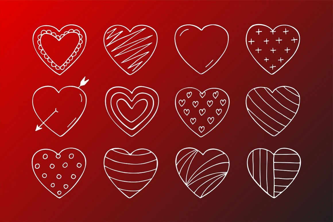 Hand drawn hearts in doodle style example image 1