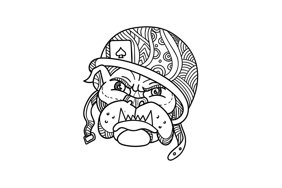 Soldier Bulldog Ace of Spade Mono Line example image 1