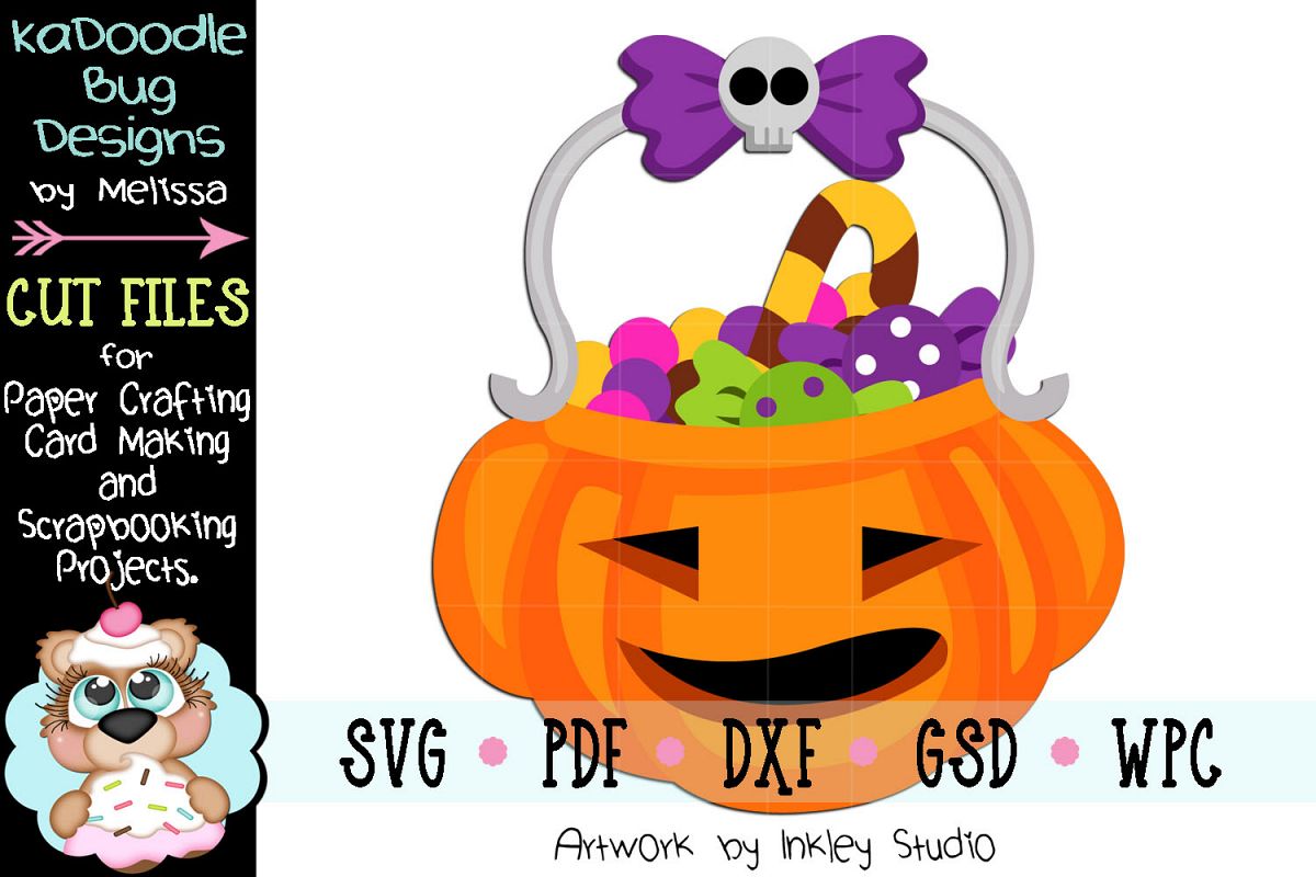 Halloween Candy Pumpkin Bucket Cut File -SVG PDF DXF GSD WPC example image 1
