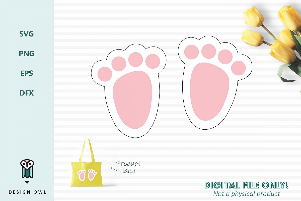 Bunny foot prints - Easter SVG cut file example image 1