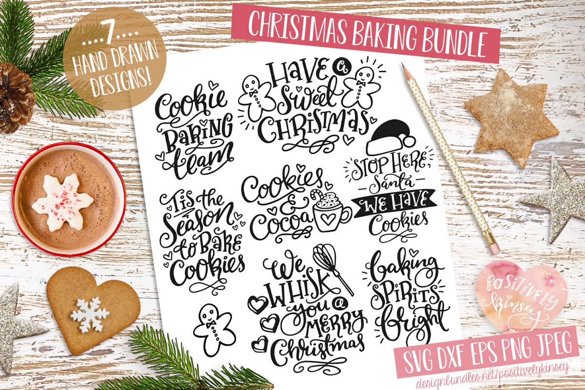Christmas Baking SVG Bundle! 7 Cute Holiday Quote Designs example image 1