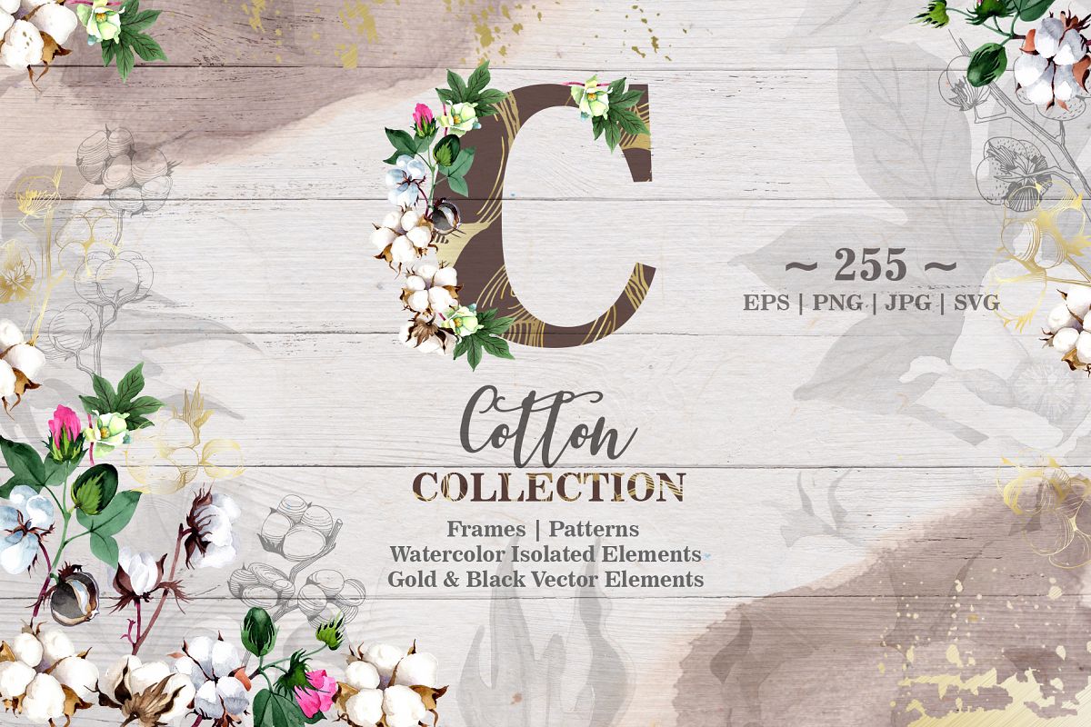 Cotton collection EPS, PNG, JPG, SVG set example image 1