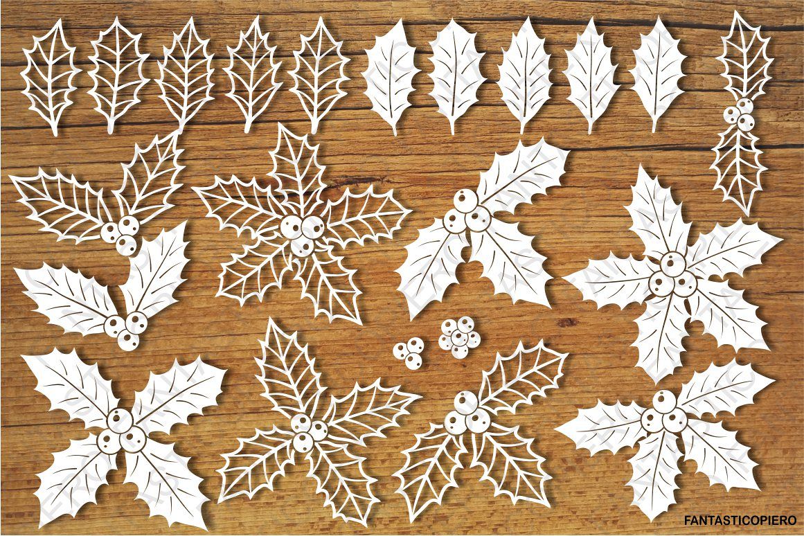 Holly, decorative holly SVG files. example image 1