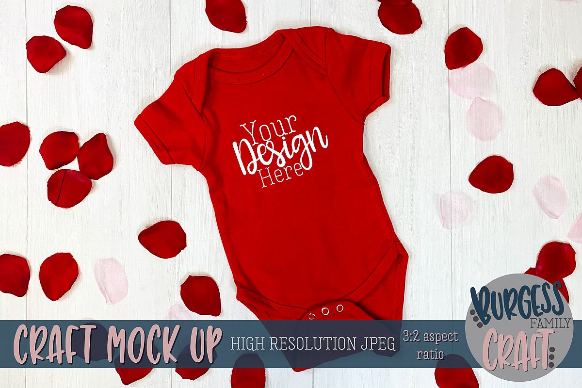 Valentine red baby bodysuit II Craft mock up example image 1