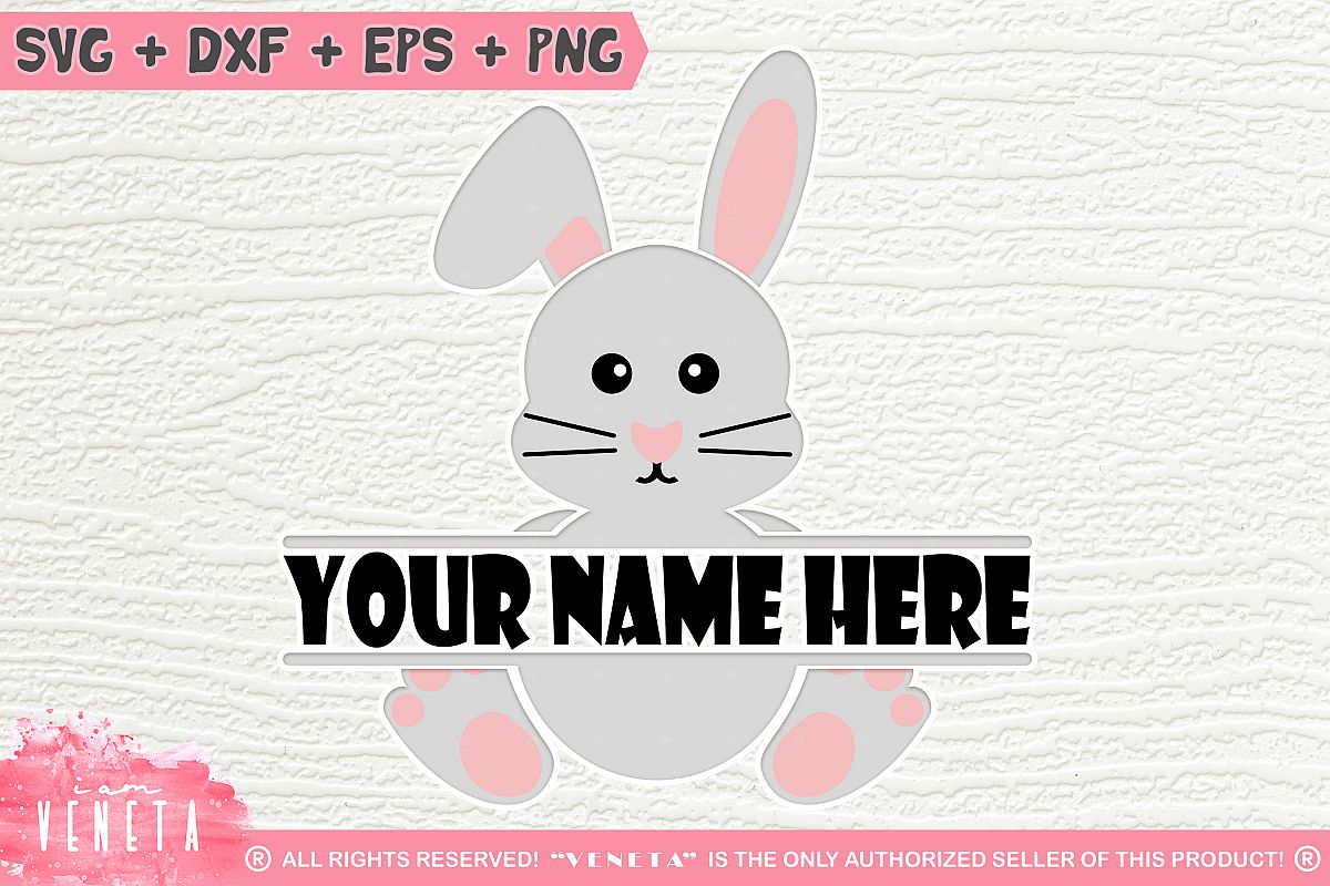 Cute Bunny Frame | Rabbit Monogram | SVG, DXF Cutting File example image 1
