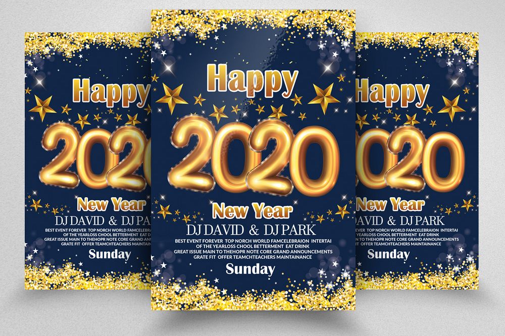 New Year Party Flyer/Poster Template example image 1