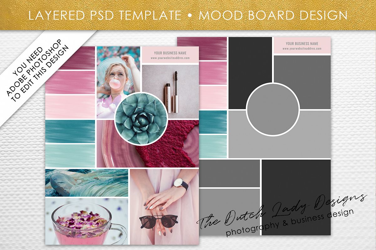 Mood & Vision Board Template for Adobe Photoshop - Layered PSD Template ...