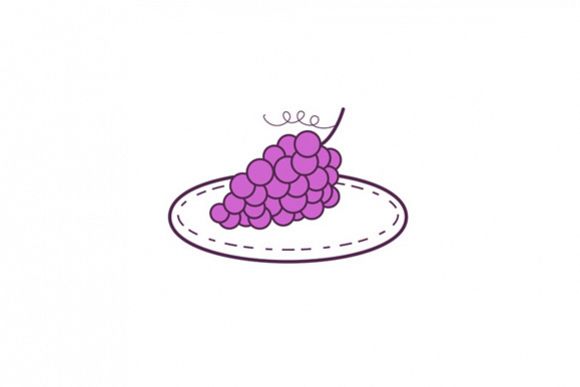 Grapes on Plate Mono Line example image 1