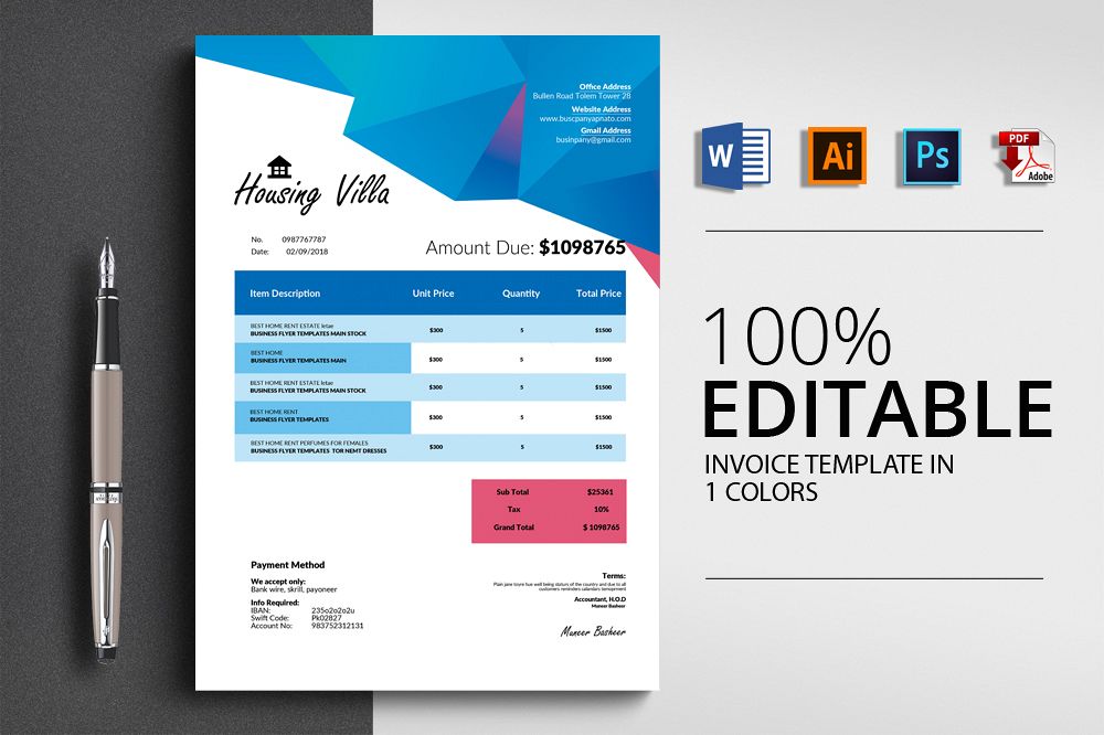 Invoice Ms Word Template example image 1