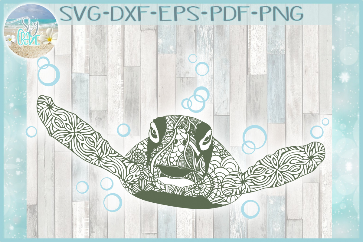 Download Sea Turtle with Bubbles Mandala Zentangle SVG