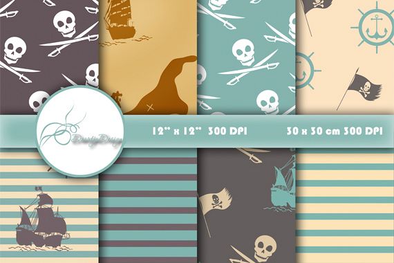 Pirates Digital Paper Pack example image 1