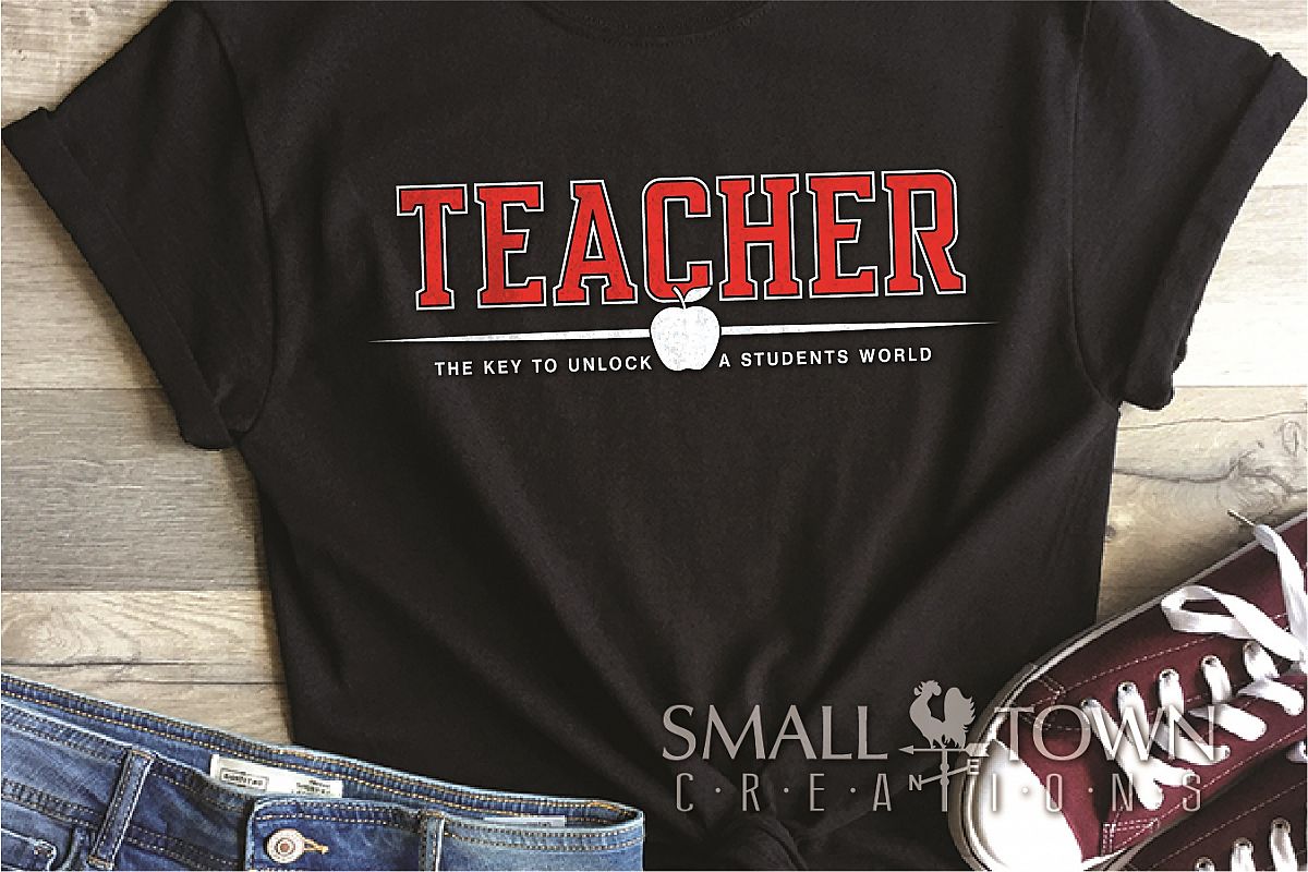 Teacher, Apple, School, Learn, Teach, PRINT, CUT & DESIGN example image 1