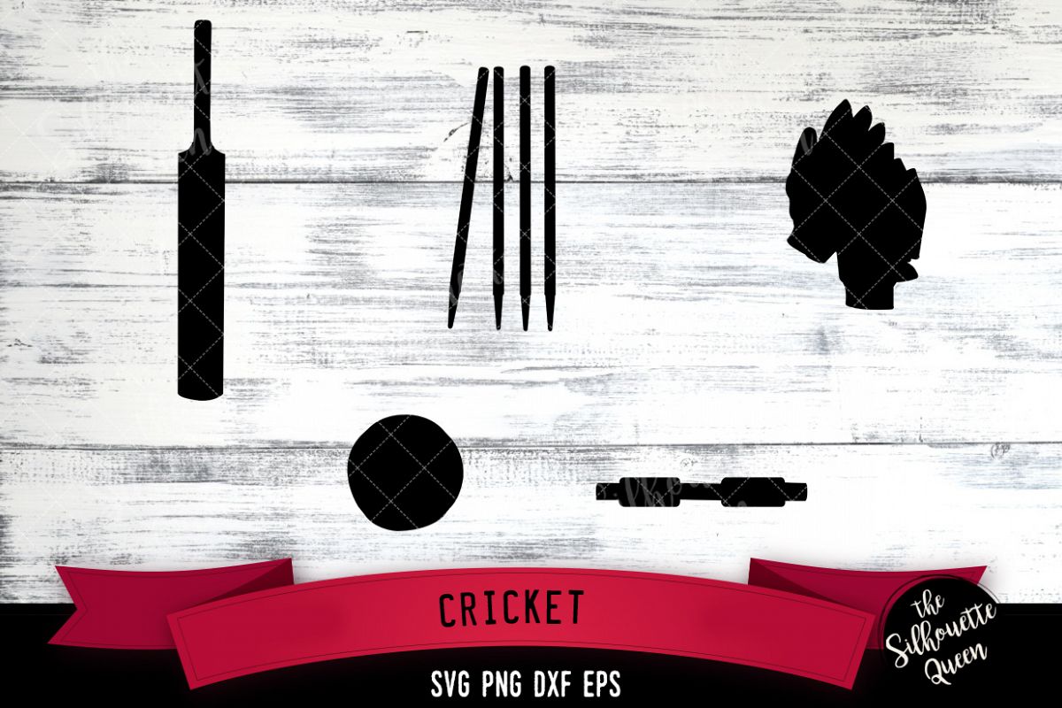 Cricket Equipment svg file, bat ball wicket svg cut file example image 1
